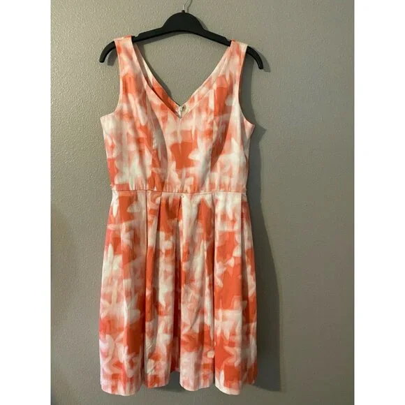 Calvin Klein Dress Pink Peach Cream 8 Medium V Neck Career Church Stretch Cotton - Picture 7 of 7